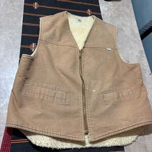 Vintage Carhartt Sherpa Lined Canvas Duck Vest size Large